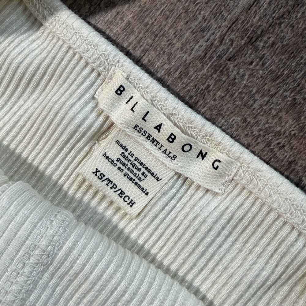 Billabong Cream Ribbed Button-Up Crop Top - Picture 5 of 5